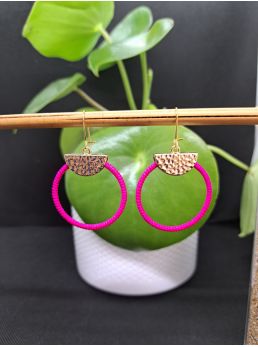 Dormeuses macramé fuchsia