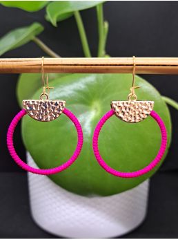 Dormeuses macramé fuchsia
