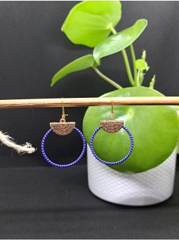 Dormeuses macramé bleu roi et doré