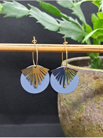 Créoles médaille bleu pétrole