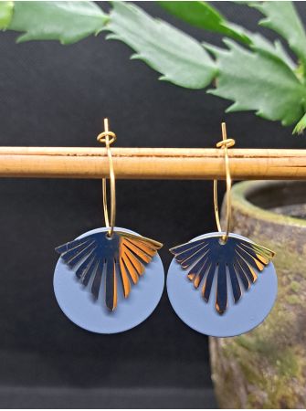 Créoles médaille bleu pétrole