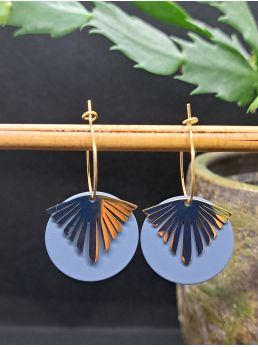 Créoles médaille bleu pétrole