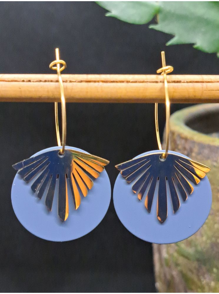 Créoles médaille bleu pétrole Créoles médaille bleu pétrole