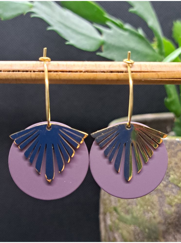 Créoles médaille aubergine Créoles médaille aubergine