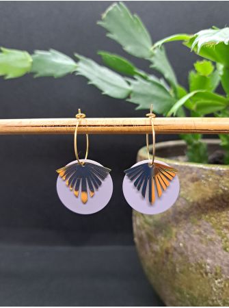 Créoles médaille mauve