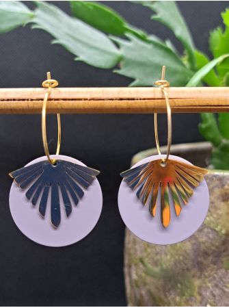 Créoles médaille mauve