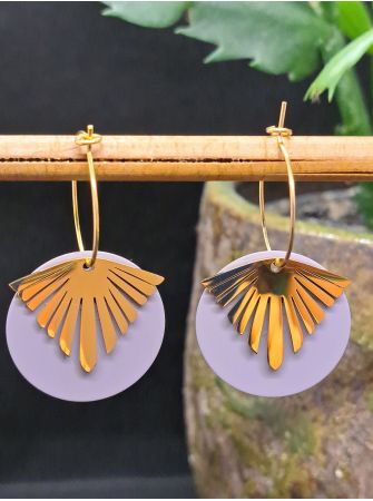 Créoles médaille mauve