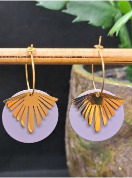 Créoles médaille mauve