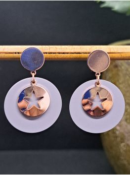 Puces couleur or rose et médaille mauve