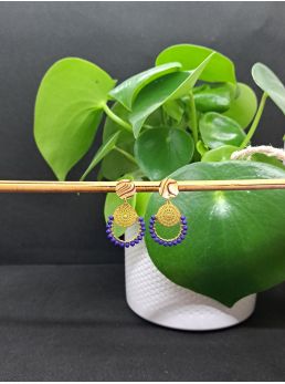 Puces zébrées, gouttes avec perles à facettes bleu roi mates.