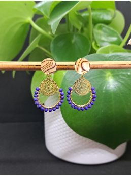 Puces zébrées, gouttes avec perles à facettes bleu roi mates.