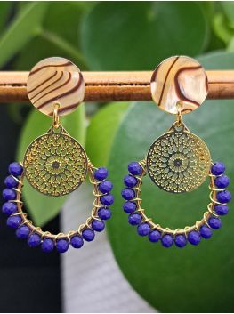 Puces zébrées, gouttes avec perles à facettes bleu roi mates.