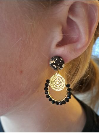 Puces zébrées, gouttes avec perles à facettes bleu roi mates.