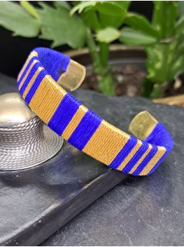 Manchette moyenne bleu roi et doré.