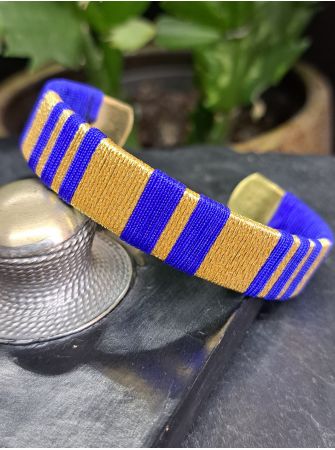 Manchette moyenne bleu roi et doré.