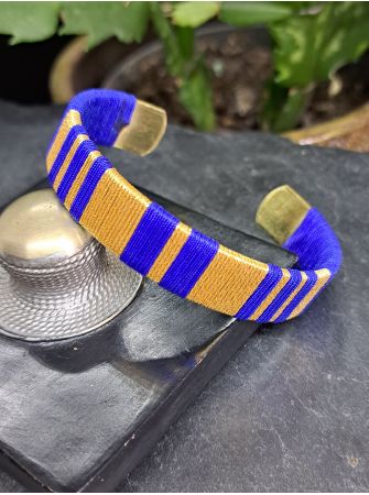 Manchette moyenne bleu roi et doré.