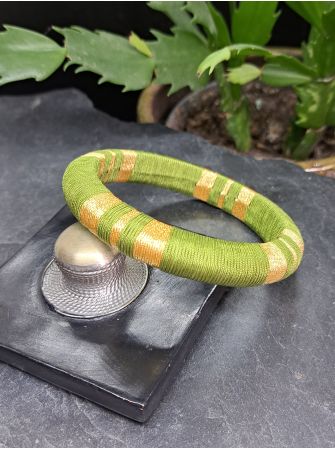 Jonc vert olive et doré