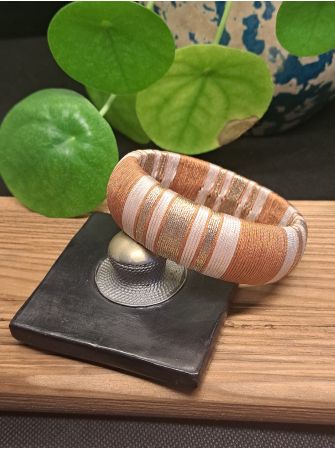 Jonc marron, beige et cuivré