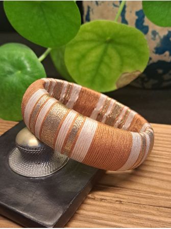 Jonc marron, beige et cuivré