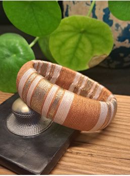 Jonc marron, beige et cuivré