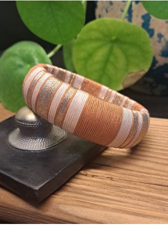 Jonc marron, beige et cuivré