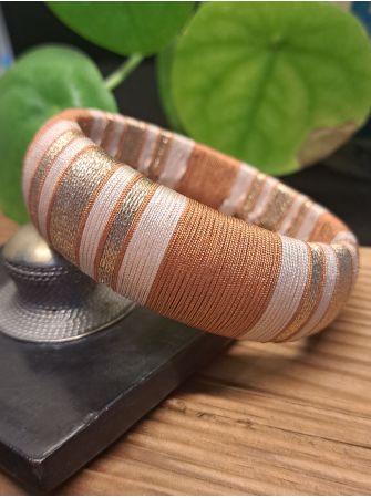 Jonc marron, beige et cuivré