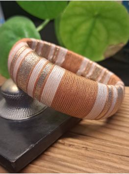 Jonc marron, beige et cuivré