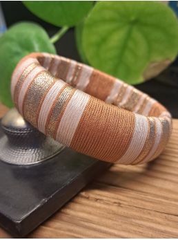 Jonc marron, beige et cuivré