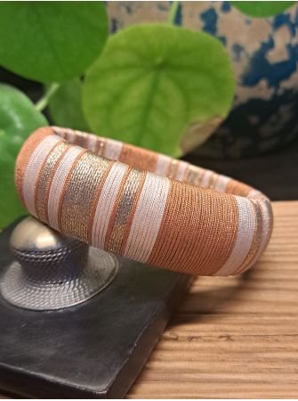 Jonc marron, beige et cuivré