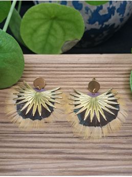 Boucles série plumes et cuir.