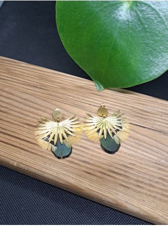 Boucles série plumes et cuir.