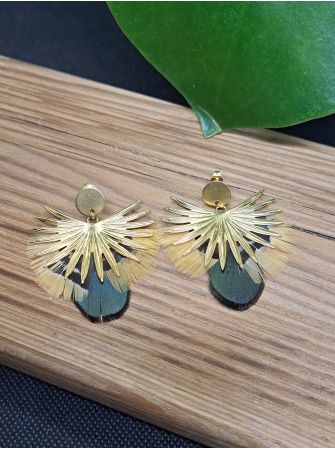 Boucles série plumes et cuir.