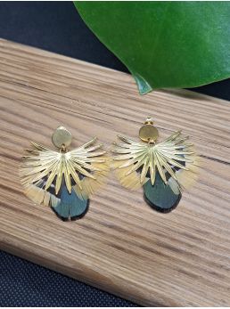 Boucles série plumes et cuir.