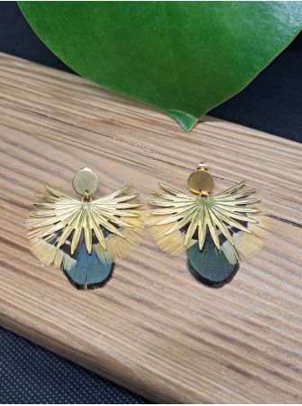 Boucles série plumes et cuir.