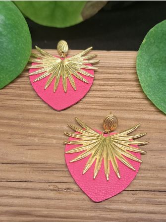 Coeur en cuir rose et acier inoxydable