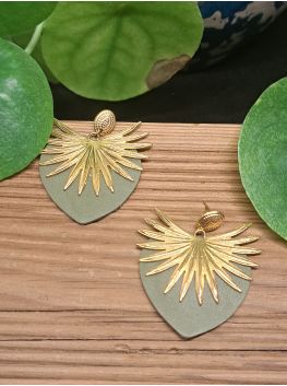 Coeur en cuir kaki et acier inoxydable