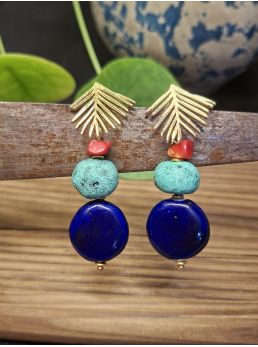 Boucles d'oreilles nature, turquoise et bleu.