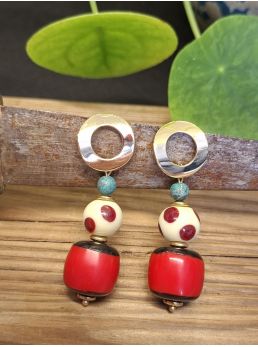 Boucles d'oreilles Bella, rouge turquoise.