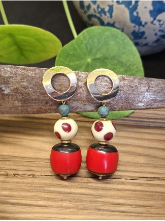 Boucles d'oreilles Bella, rouge turquoise.