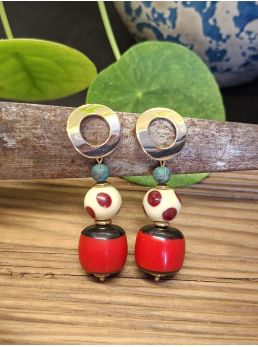 Boucles d'oreilles Bella, rouge turquoise.