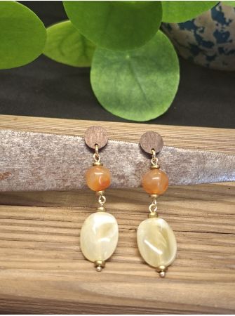 Boucles d'oreilles Mila, beige/orangée.