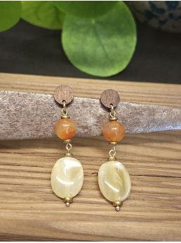 Boucles d'oreilles Mila, beige/orangée.