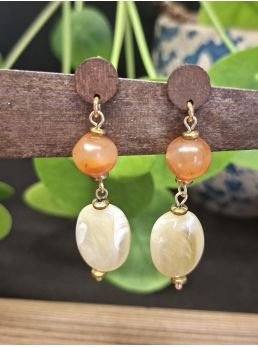 Boucles d'oreilles Mila, beige/orangée.