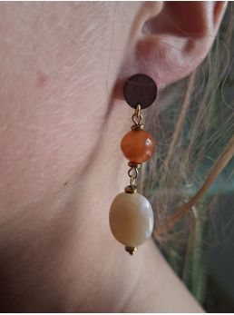 Boucles d'oreilles Mila, beige/orangée.