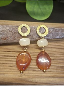 Boucles d'oreilles Mila, crème/caramel.