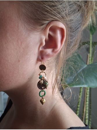 Boucles d'oreilles Rabat, verte.
