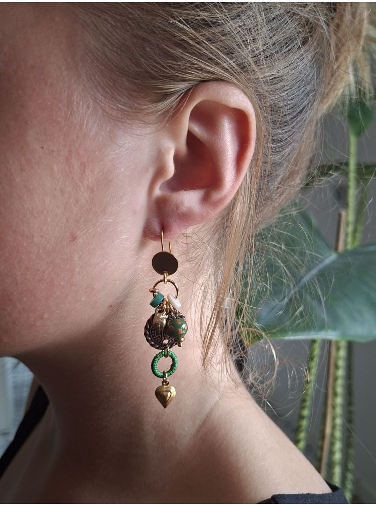 Boucles d'oreilles Rabat, verte.