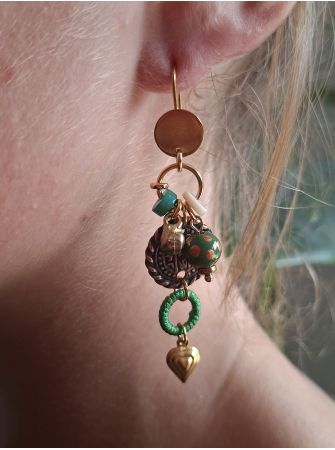Boucles d'oreilles Rabat, verte.