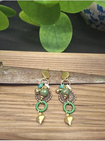 Boucles d'oreilles Rabat, verte.