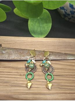 Boucles d'oreilles Rabat, verte.